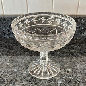 Toscany Collection 1950’s Vintage Glass Compote Pedestal Bowl Dish